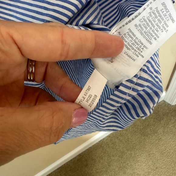 J Crew Women's Blue And White Striped Ruffle Neck Long Sleeve Top  Size S - Picture 4 of 6